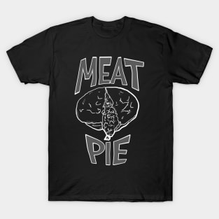 Meat pie - white line art - graphic text T-Shirt